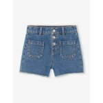 Short en jean fille bas effiloch stone