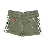 Short en jeans fille avec decor tress� kaki