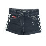 Short en jeans fille avec decor tress� marine