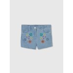 Short en jean fleurs bleu
