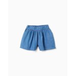 Short en jean avec taille �lastique et poches bleu clair