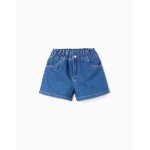 Short en jean avec taille paperbag bleu