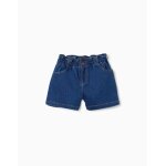 Short en jean avec taille paperbag et poches bleu