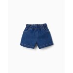 Short en jean avec taille paperbag et poches bleu