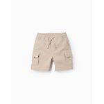 Short long cargo en serg� avec cordon de serrage beige clair