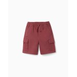 Short long cargo en serg� avec cordon de serrage marr�n