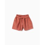 Short en maille interlock avec ceinture int�gr�e marr�n