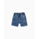Short midi en jean avec cordon de serrage bleu