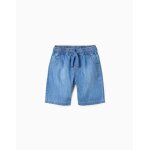 Short midi en jean � enfiler bleu