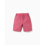 Short midi en popeline avec cordon de serrage et poches rose fonc�