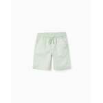 Short midi en serg� avec motif plage vert clair