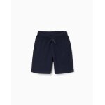 Short en molleton avec cordon de serrage et poches lat�rales bleu fonc�
