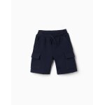 Short en molleton avec poches cargo et cordon de serrage bleu fonc�