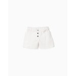 Short en serg� avec poches cargo et taille �lastique blanc