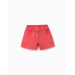 Short en serg� avec poches cargo et taille �lastique rose