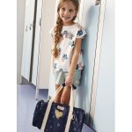 Short de sport technique bandes motifs fleurs fille light sauge