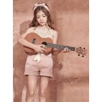 Short style paperbag fille et sa ceinture en gaze de coton rose poudr