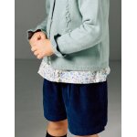 Short en velours c�tel� avec plis � l'avant b&s bleu fonc�