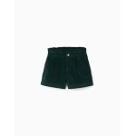Short en velours c�tel� avec plis devant vert fonc�