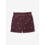 Short en velours fille détail c½urs brillants brodés prune Short en velours fille détail c½urs brillants brodés prune