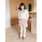 Short en velours fille style paperbag rose poudr