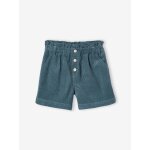 Short en velours forme paperbag fille bleu canard