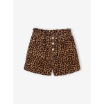 Short en velours forme paperbag fille camel