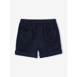 Short en velours poches coeur fille facile  enfiler marine