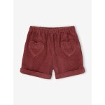 Short en velours poches coeur fille facile  enfiler vieux rose