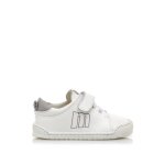 Sneakers filles cuir fermeture adh�sive barefoot blanc - gris