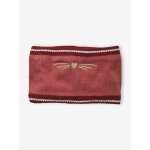 Snood brodé chat en maille côtelée rose foncé Snood brodé chat en maille côtelée rose foncé