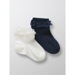 Socquettes avec dentelle bb par lot de 2 ecru / marine