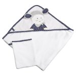 Sortie de bain et son gant en coton - merlin blanc