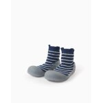 Steppies chaussettes - pantoufles  rayures bleu fonc