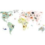 Stickers g�ants animaux du monde (160 x 80 cm) vert, jaune, rose