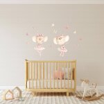 Sticker mural enfant danseuses multicolore