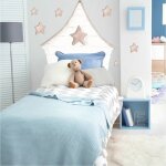 Sticker mural t�te de lit enfant maisonnette multicolore