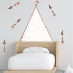 Sticker mural t�te de lit enfant tipi multicolore