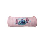 Stitch - trousse scolaire ronde - rose - 1 compartiment rose
