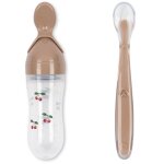 Sucette grignoteuse - biberon - cuillre en silicone rouge, rose, vert