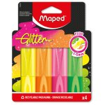 Surligneurs fluo glitter pointe biseaut�e multicolore