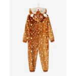Surpyjama renne de noël fille effet peluche marron imprimé Surpyjama renne de noël fille effet peluche marron imprimé