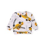 Sweat b�b� gar�on en molleton � imprim� voitures blanc