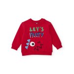 Sweat b�b� gar�on en molleton � message fantaisie rouge