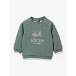 Sweat brod� b�b� - coton bio - vert d'eau