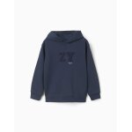 Sweat � capuche avec broderie en bouclettes zy bleu fonc�