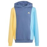 Sweat  capuche coton bleu / jaune