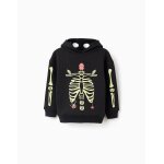 Sweat capuche en coton peign qui brille dans le noir - halloween noir