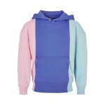Sweat  capuche coton rose clair / bleu barbeau / bl