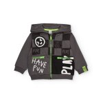 Sweat � capuche pour gar�on avec imprim� graphique et poches contrastantes gris